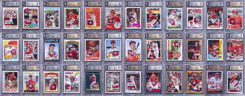 2019 Topps Transcendent VIP Party Through The Year Relics Mike Trout BGS Graded (#1/1) Patch Card Collection (36 Cards)